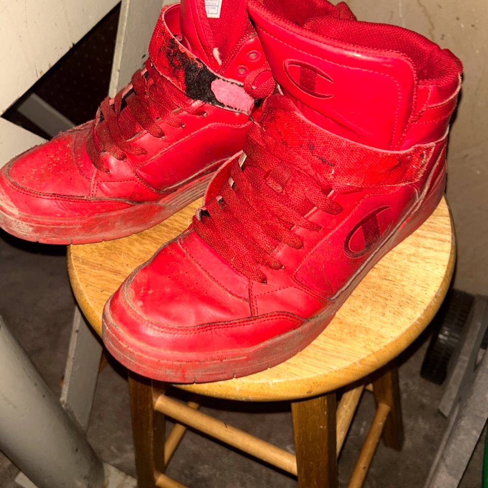 Champion high top sneakers, red men, size 12